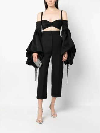 Del Core Pre-Loved Drop Shoulder Crop Top In Black