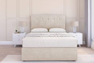 Sloomy Highbury Plush Divan Set 2 Drawers-54 Headboard in Cream | Size: Small Double