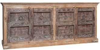Biscottini International Aparador De Madera Maciza Reciclada Con Acabado Envejecido L214xpr46xh90 Cm