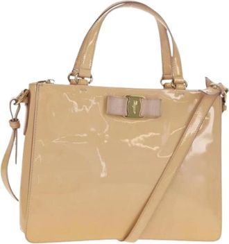 Ferragamo Pre-owned Handbags, female, Beige, Size: ONE SIZE Pre-owned Coated Canvas Handbag