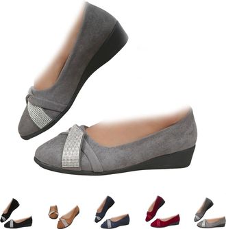 Generic Womens Lightweight Fashion Rhinestone Wedge Shoes Low Heel Slip On Shoes, Pointed Toe Dress Shoes for Women, Sparkly Comfortable Ballet Flats for Work