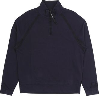 C.P. Company Licht Fleece Half Rits Sweatshirt - Heren - Vesten met rits - Blauw - M - Katoen - Hoodies & sweatvesten