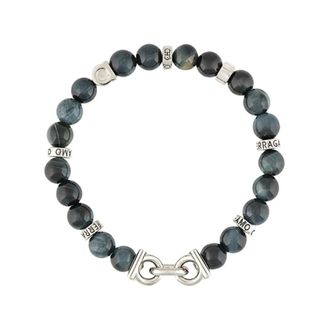 Ferragamo Navy & Silver Semi-Precious Stone Armband - Heren - Armbanden - Zwart - ONE Size - Accessoires