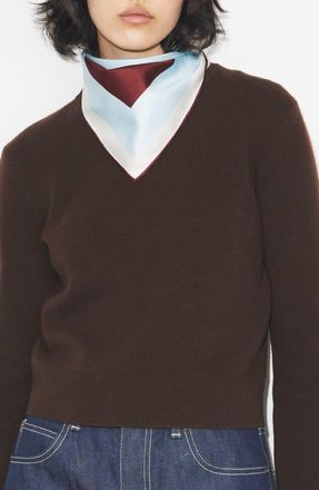 Tory Burch Reversible Silk Neckerchief in Brown /Blue at Nordstrom