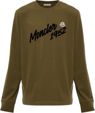 Moncler Tops, Heren, Groen, L, Katoen, T-shirt met logo