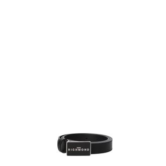 John Richmond Leren Riem met Rechthoekige Gesp - Dames - Accessoires - Zwart - Maat: 85 CM Katoen