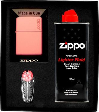 OEM Juego De Encendedores Zippo Con Logotipo Rosa Mate, Set De Regalo N.&ordm; 1
