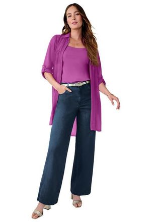 Jessica London Sheer Georgette Mega Tunic in Deep Orchid at Nordstrom, Size 24