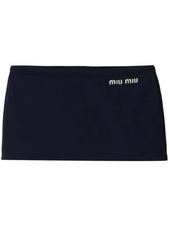 Miu Miu Mini-rok met geborduurd logo - Blauw