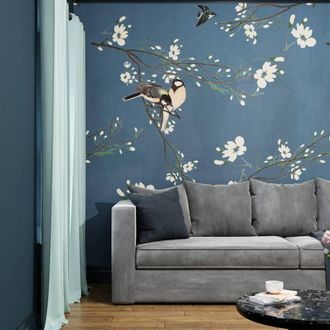 Superfresco Easy Birds & Blossom Blue Print To Order 3m x 2.8m Mural