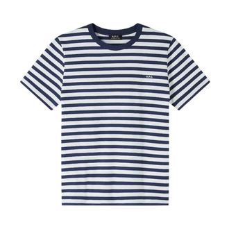 A.P.C. T-Shirts, male, Blue, Size: XS T-Shirt Standard Brod&eacute; Ray&eacute;