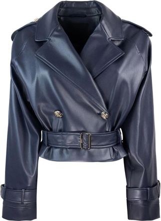 Liu Jo Double-breasted bikerjack - Dames - Zomerjassen - Blauw - XL - Polyester - Jassen