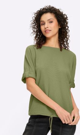 Heine T-Shirt HEINE Shirt, Damen, Gr. 34, schilf, 50% Baumwolle, 50% Polyester, unifarben, Rundhals, Shirts T-Shirt