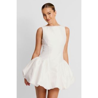 Six Stories Sleeveless Bubble Hem Mini Dress in White at Nordstrom, Size 12
