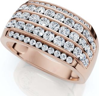 Pompeii3 2Ct Diamond Ring Mens Wide Multi Row in 10k White, Yellow, or Rose Gold