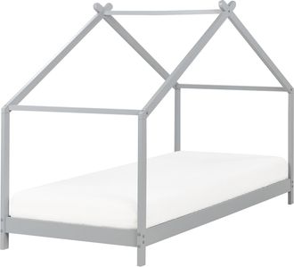Beliani Beliani - Cama Infantil Con Dosel Y Somier De Madera De Pino Gris 90 X 200 Cm Orlu