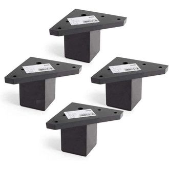 OEM Juego De 4 Patas Para Muebles Con Placa De Montaje - Para Mesas, Camas Y Sillas - Aleaci&oacute;n De Aluminio - Altura: 6 Cm - Color: Negro - Tornillos No In