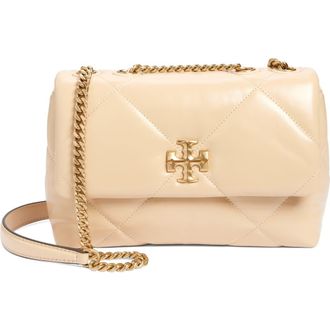 Tory Burch Small Kira Diamond Quilted Convertible Leather Shoulder Bag in Vanilla Soft Serve at Nordstrom