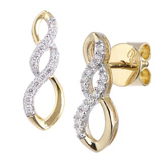 Diamant L'&eacute;ternel Womens 18ct Yellow Gold Diamond Twist Design Earrings - One Size