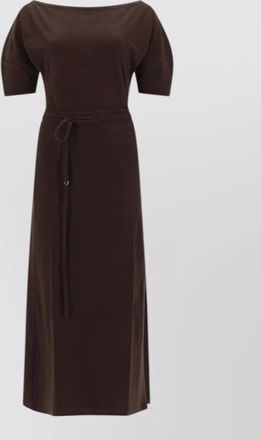 Christophe Lemaire belted boat neck short sleeve midi dress