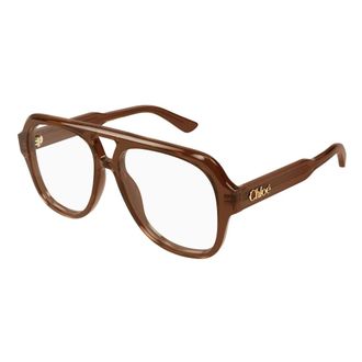 Chlo&eacute; Glasses, unisex, Brown, Size: 56 MM Aviator Sunglasses