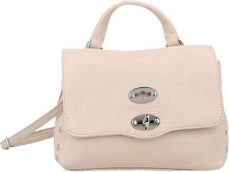 Zanellato Structured Textured Leather Handbag With Silver Turn-Lock Closure
