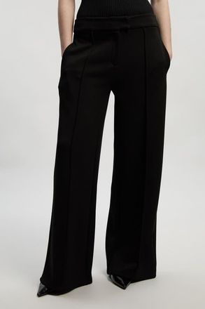 Karen Millen Ponte Wide Leg Trouser in Black at Nordstrom, Size Medium