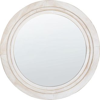 Beliani Beliani - Espejo De Pared De Vidrio Blanco Crema 60 Cm Mdf Hecho A Mano Delicias