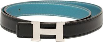 Herm&egrave;s Pre-owned Box Calf & Togo Leather Belt - female - Herm&egrave;s Vintage - Vintage Belts - Black - ONE SIZE - Pre-owned