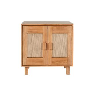 Miliboo Mueble De Ba&ntilde;o De Madera Maciza De Teca Y Cuerda Trenzada L80 Cm Mossa