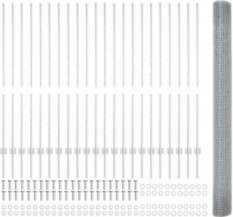 vidaXL Reja Con Postes Plateado 1.4 X 50 M Acero Vidaxl