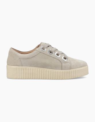 Hush Puppies Womens Hush Puppies TAMSIN SUEDE Womens Casual Trainers Taupe - Cream - Size: 7