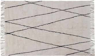 Miliboo Miliboo - Alfombra Bereber Con Flecos De Algod&oacute;n De Color Crudo 160 &times; 230 Cm Hodna