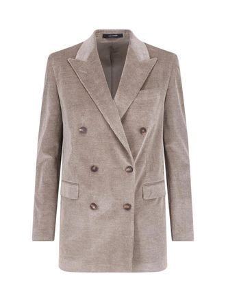 Tagliatore J-Jasmine Taupe Corduroy Double-Breasted Blazer