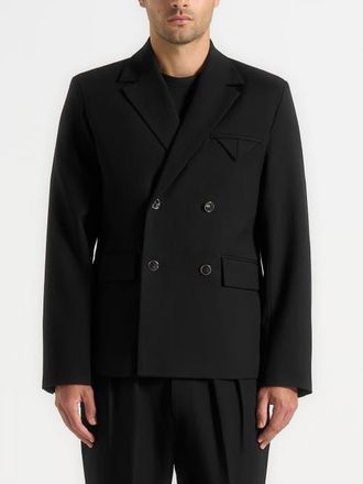 Mani&egrave;re De Voir Didier Double Breasted Tailored Suit Jacket in Black at Nordstrom, Size X-Large