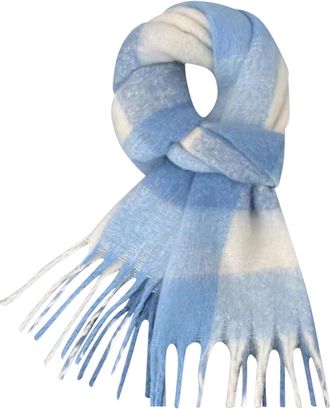 Generic Womens Super Soft Outdoor Fashion Casual Versatile Atmosphere Warm Winter Scarf Winter Circle Loop Scarves (Light Blue, One Size)