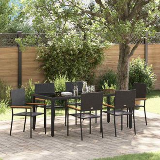 vidaXL Vidaxl - Conjunto De Comedor De Jard&iacute;n 7 Pcs Negro 190 X 90 X 75 Cm