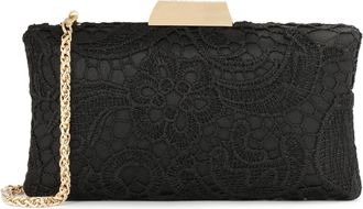 Kazar Elegante zwarte clutch tas bedekt met guipure - Dames - Clutches - Zwart - ONE Size - Tassen