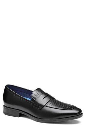 Johnston & Murphy Gibbons Embossed Penny Loafer in Black Full Grain at Nordstrom, Size 10.5