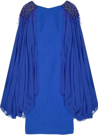 Ivan Montesi Beaded Shoulders Dress - Dames - Feestkleedjes - Blauw - 2XL - Kleedjes