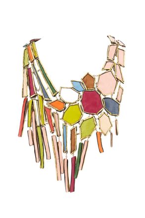 GFW Multicolored Geometric Pendant Necklace With Gold-Tone Outlines