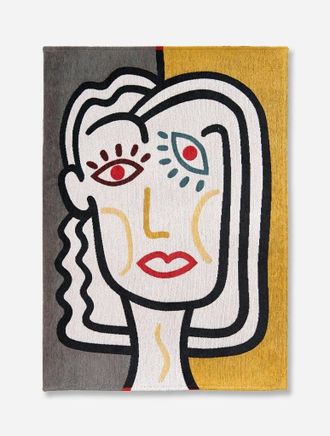 Louis De Poortere Dora Design - Alfombra Gallery Art Face - Hecha En B&eacute;lgica - Acabado A Mano - Antideslizante Natural - 100% Algod&oacute;n - Dorado - 170 X 240 Cm