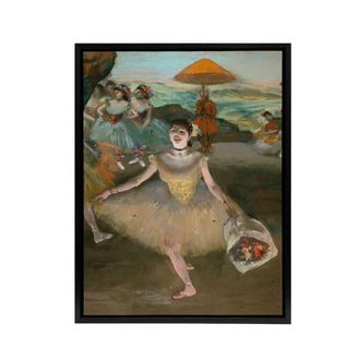Artery8 Dancer with Bouquet Bowing Edgar Degas Vintage Framed Canvas Wall Art | Size: W24 x H32