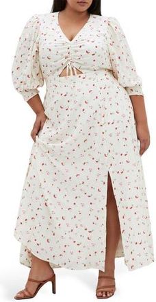 City Chic Jolene Floral Maxi Dress in Ivory Bliss at Nordstrom Rack, Size 14W
