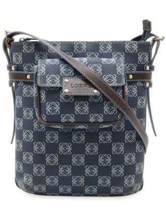 Loewe Blue Pvc & Leather Anagram Shoulder Bag (Authentic Pre-Loved)