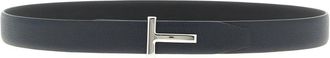 Tom Ford Adjustable Reversible Hammered Leather Belt - Heren - Riemen - Zwart - 120 CM - Leer - Accessoires