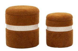 Mauro Ferretti Puff Con Compartimento De Almacenamiento Saint-moritz Marr&oacute;n Set De 2 Piezas Cm &Oslash; 40x47-32x38