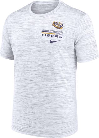 Nike LSU Campus Chest Stack Velocity Nike Mens Dri-FIT College T-Shirt in White | NKPQ10ALSN-72A