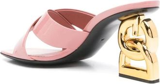 Dolce & Gabbana Sandalen - Sculpted Heel Leather Sandals With Cross-Strap Des - Gr. 36 (EU) - in Rosa - für Damen