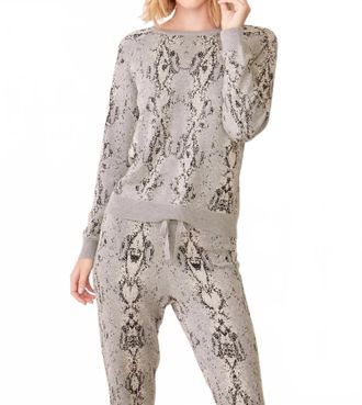 Monrow Snake Raglan Sweater In Heather Grey